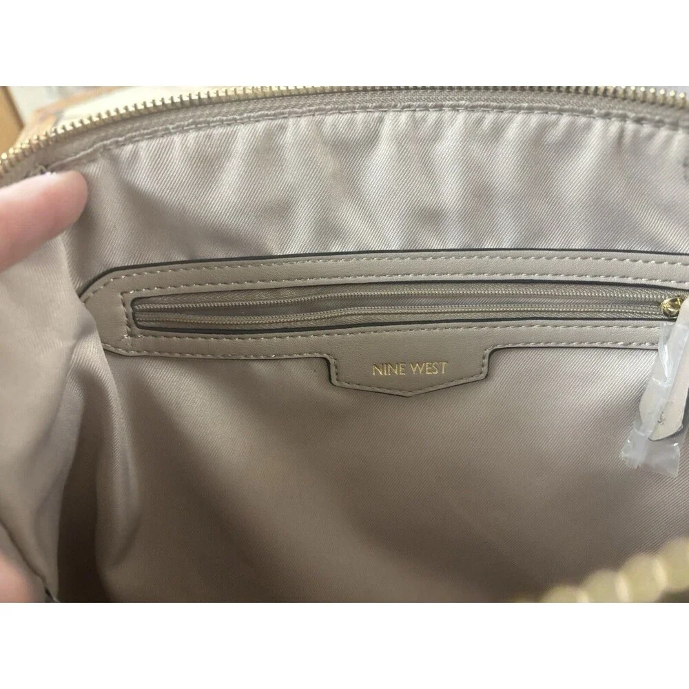 nine west paisley jet set satchel handbag (snakeskin & taupe)